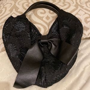 Valentino heart shaped lace & leather handbag